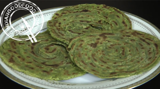 layered spinach paratha